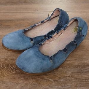El Naturalista Croche Blue Suede Ballet Flats Women's Size 39
